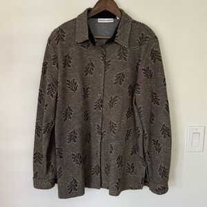 Vintage Black and Brown Floral Casual Button Down Shirt